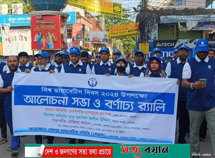 শেরপুরে বিশ্ব ডায়াবেটিস দিবস উপলক্ষে র‌্যালি ও আলোচনা