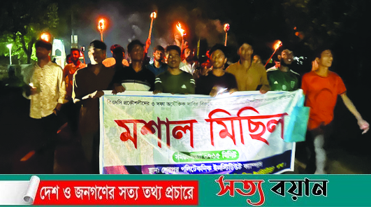শেরপুরে ডিপ্লোমা শিক্ষার্থীদের মশাল মিছিল